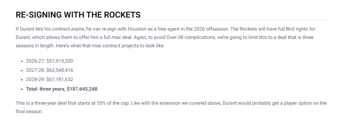 如果杜兰特, 球队签约最